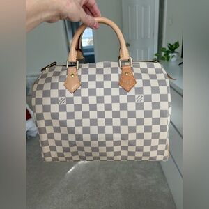 Louis Vuitton White and Gray Checkered Bag